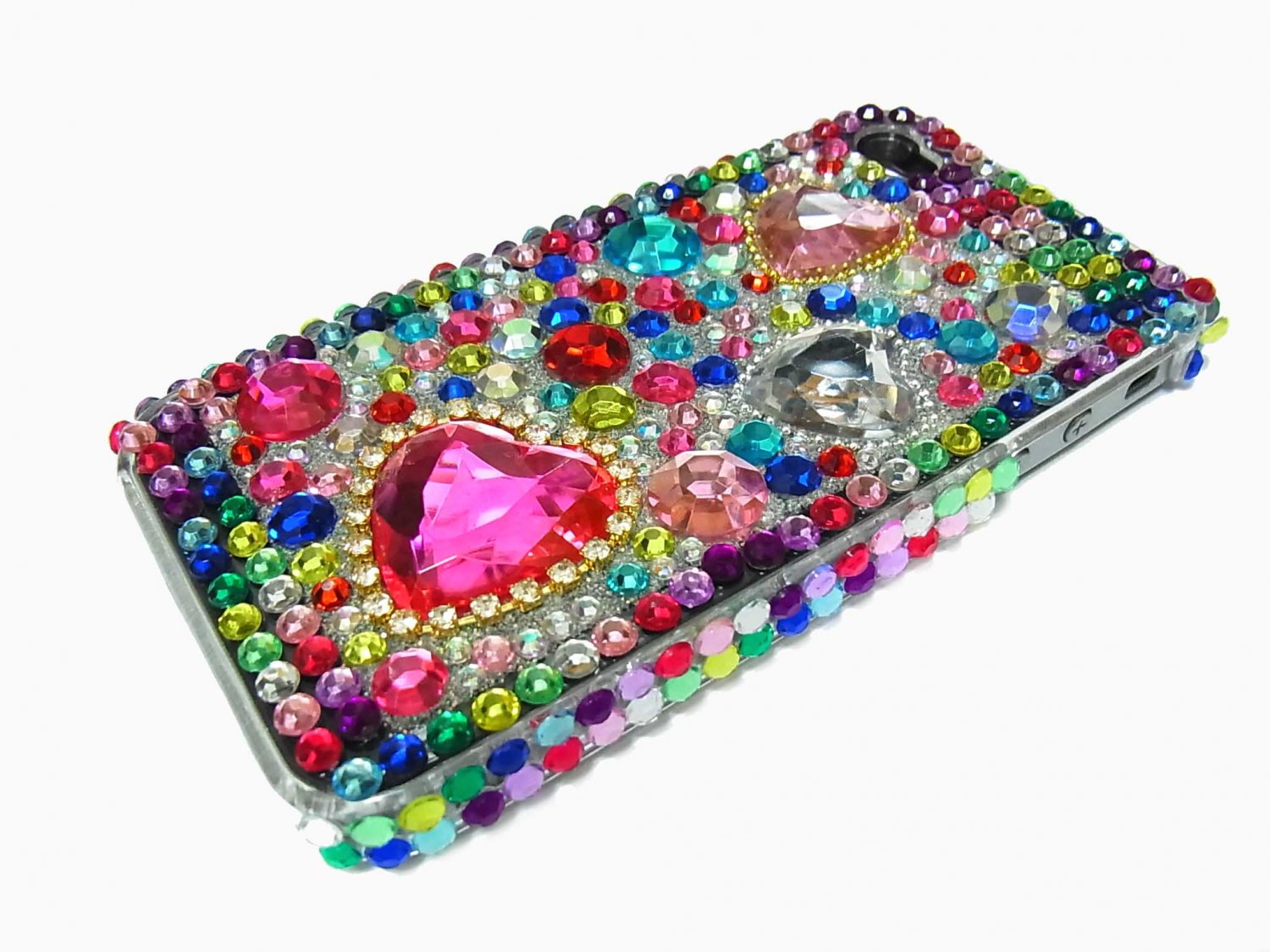 Bling Rhinestone Crystal Red Heart Hard Case Cover for Apple iPhone 4 4G 4S