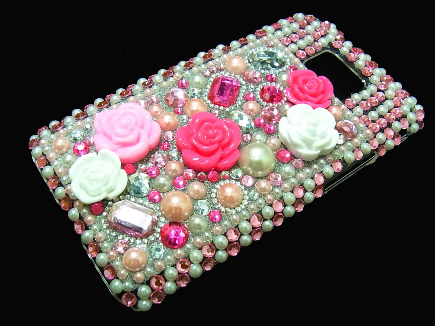 Bling Rhinestone Crystal Pink Flower Hard Case Cover for Apple iPod Touch 4 4G 4th Gen