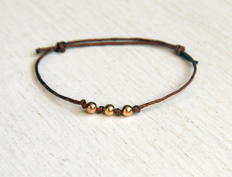 3 Round Beads Bracelet (Gold-Filled or Sterling Silver ) (24 colors to choose)
