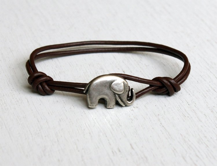 Elephant Leather Bracelet (many colors to choose)