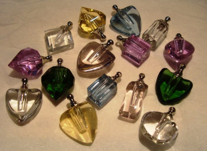 Assortment of colors and shapes crystal pendant vials (10)