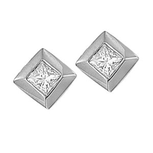 .25 CTW PRINCESS CUT DIAMOND STUD EARRINGS 14 K GOLD