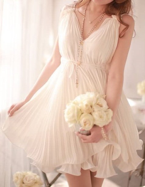 Gorgeous White Chiffon Backfin Formal Women's Dress Size Small - Item #IFWJ81269