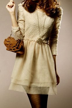 Heavenly Puckered Lace Layered Cream Dress Sz XS Extra Small - Item #IFWJ81030