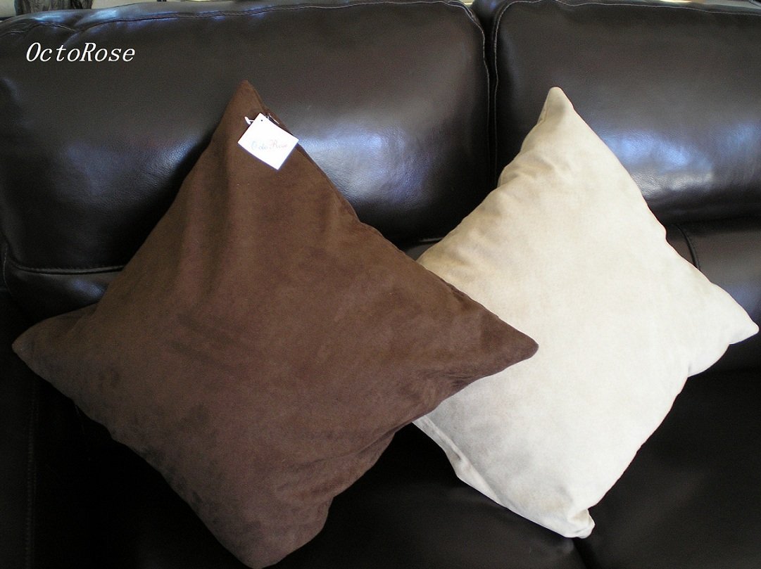 Set 2 of Chocolate Brown Heavy Duty Micro sude Cushion Pillow Covers Set of 2 18x18 inches