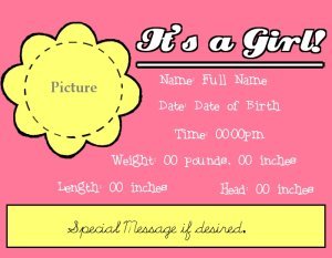 It's A Girl - Yellow Flower