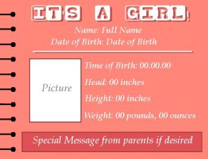 It's A Girl - Pink Notebook