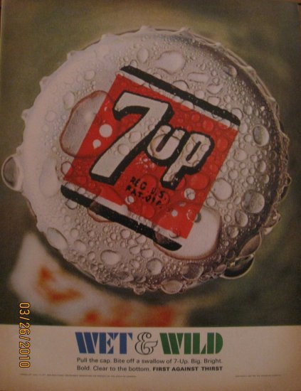 7up 1967 Authentic Bottle Cap Print Ad