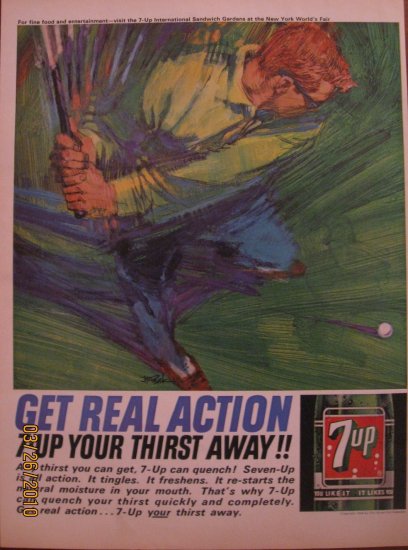 7up 1964 Authentic Golf Print Ad
