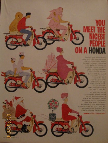 Honda Motorcycle 1963 Authentic Print Ad