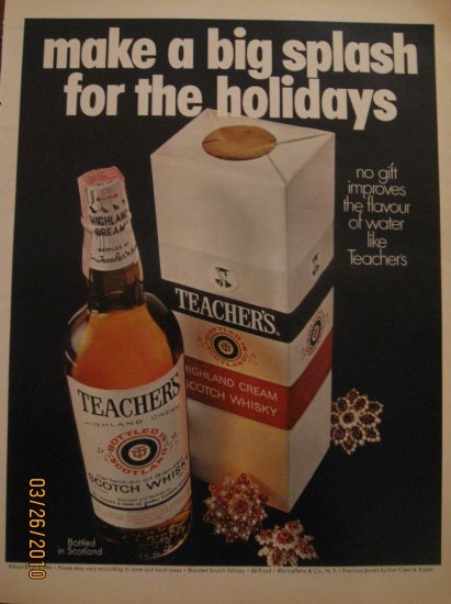 Teachers Whiskey 1972 Authentic Print Ad