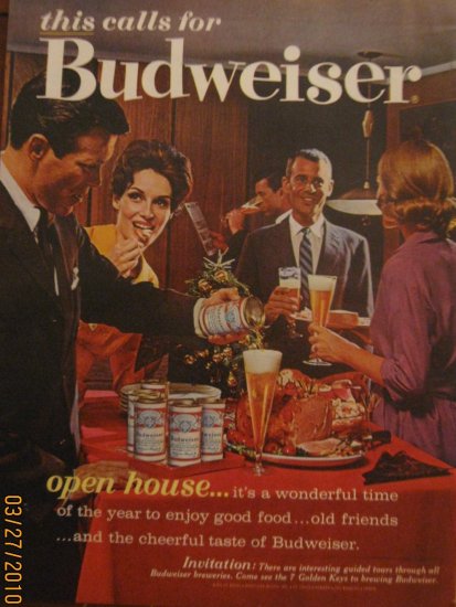 Budweiser Beer 1962 Authentic Print Ad