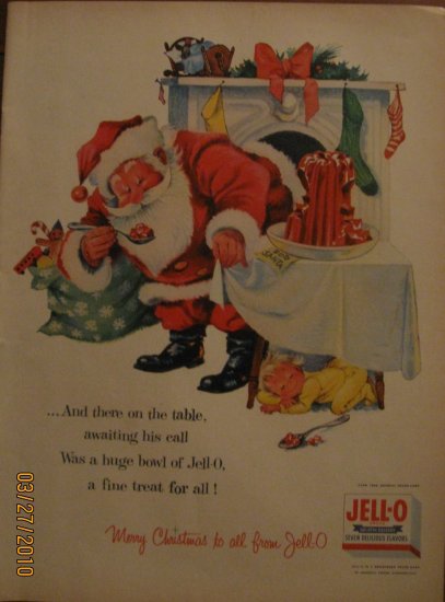 Jell-O Santa 1955 Authentic Print Ad