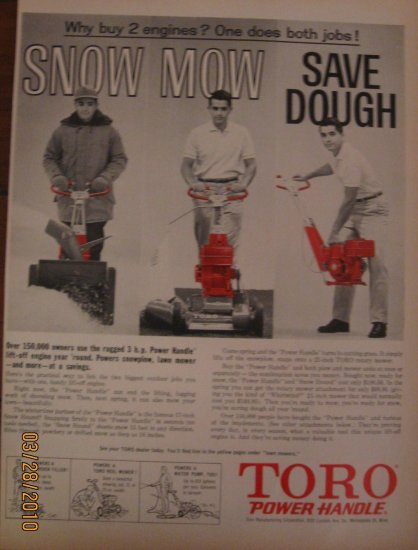 Toro Power Handle 1962 Authentic Print Ad