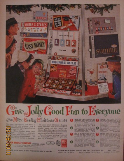 Milton Bradley Games 1962 Authentic Print Ad