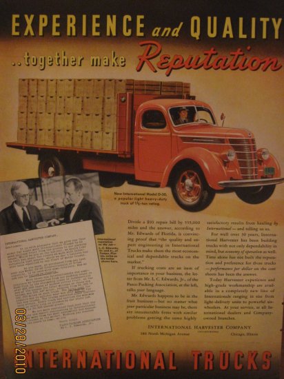 International Trucks 1938 Authentic Print Ad
