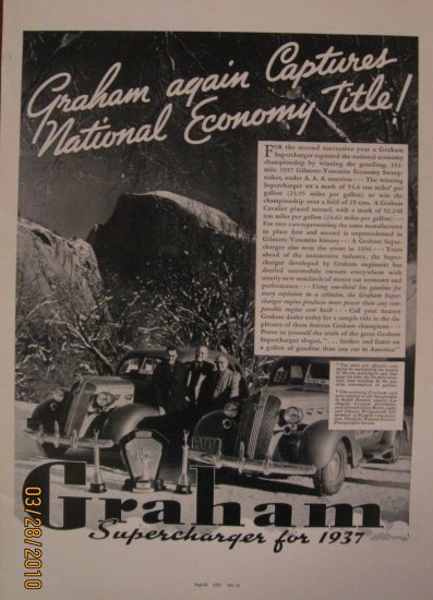 Graham Supercharger 1937 Authentic Print Ad