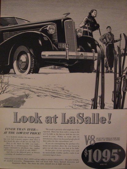 LeSalle Cadillac 1937 Authentic Print Ad
