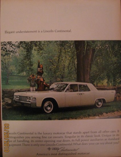 Lincoln Continental 1964 Authentic Print Ad