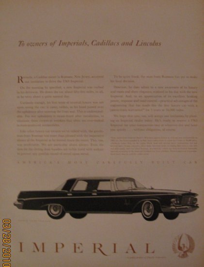 Imperial Crown 1962 Authentic Print Ad