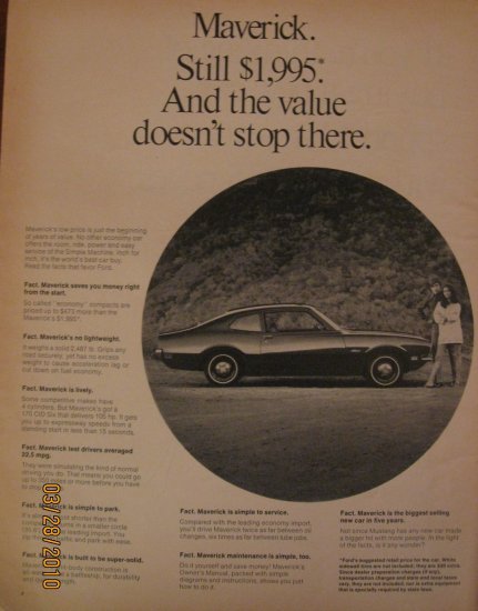 Ford Maverick 1961 Authentic Print Ad