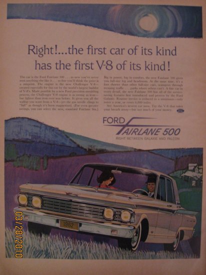 Ford Fairlane 500 1961 Authentic Print Ad