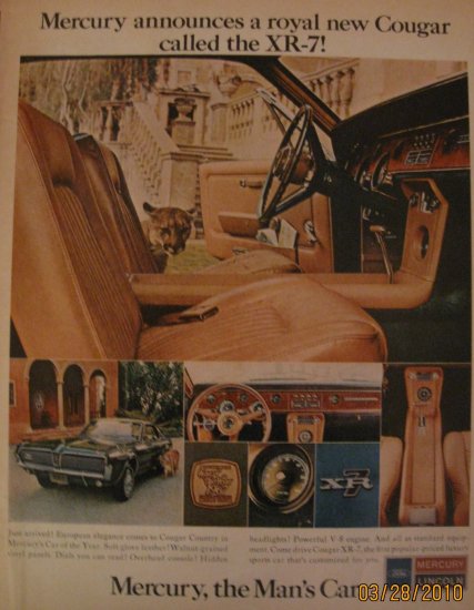 Mercury Cougar XR-7 1967 Authentic Print Ad