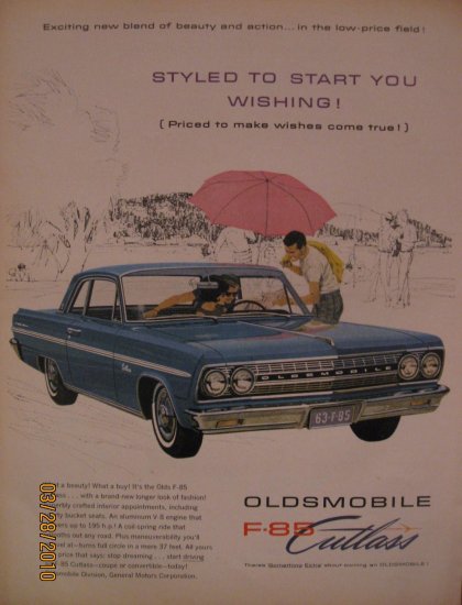 Oldsmobile Cutlass F-85 1962 Authentic Print Ad