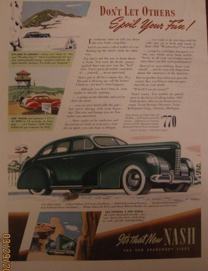 Nash 1939 Authentic Print Ad