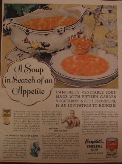 Campbell's Soup 1938 Authentic Print Ad