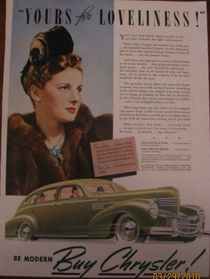 Chrysler Imperial 1939 Authentic Print Ad