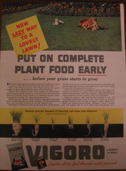 Vigoro Plant Food 1939 Authentic Print Ad