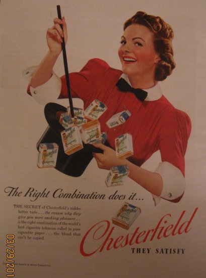 Chesterfield Cigarettes 1939 Authentic Print Ad