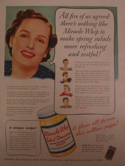 Kraft Miracle Whip 1939 Authentic Print Ad