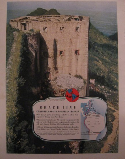 Grace Line Cruises 1939 Authentic Print Ad
