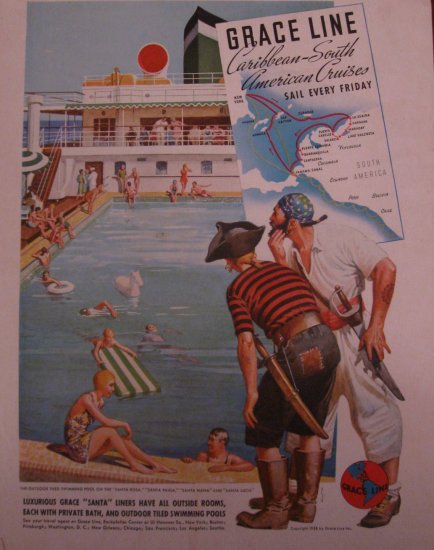Grace Line Cruises 1938 Authentic Print Ad