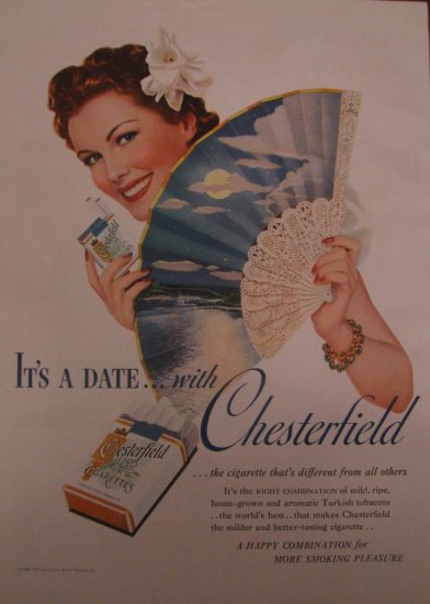 Chesterfield Cigarettes 1939 Authentic Print Ad