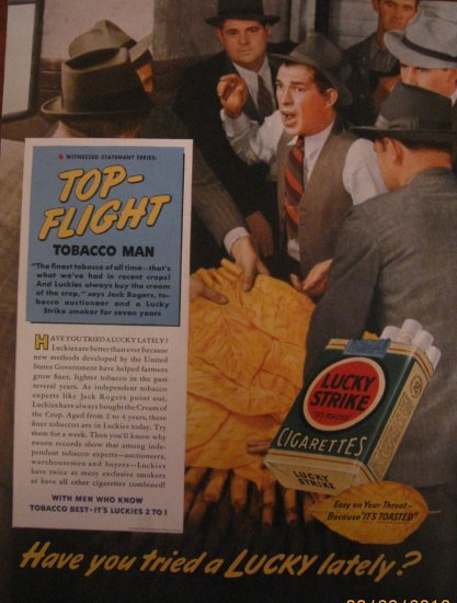 Lucky Strikes Cigarettes 1939 Authentic Print Ad