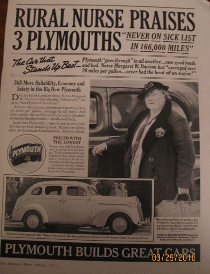 Plymouth 1937 Authentic Print Ad