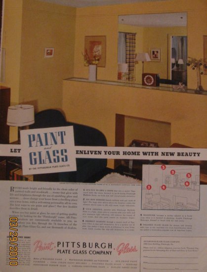 Pittsburgh Plate Glass 1937 Authentic Print Ad
