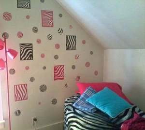 Zebra Animal Kids Wall Decor Sticker Square Black Pink