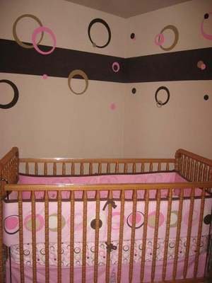 Girl Wall Decor 50+pc Rings Circle Dots Sticker H Pink
