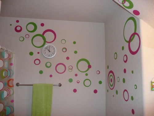 Kids Wall Sticker Circles 50 pcs Lime Hot Pink 11 inch