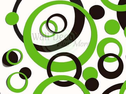 Wall Vinyl Circle Bubble Stickers Decals Lime&Choc-40pc