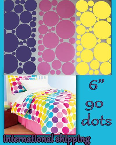 Wall Vinyl Polka Dots 90 Stickers 6" Removable Kids