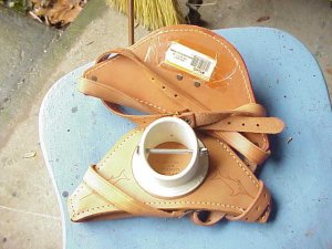 2 Leather deep sea pole holders new