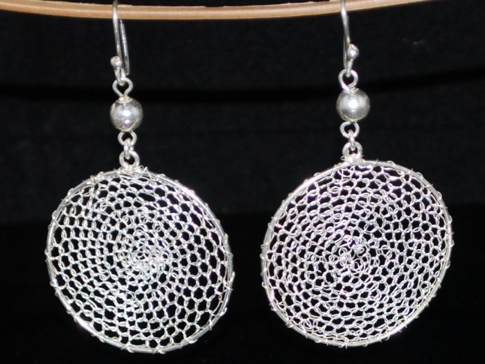 Sterling Silver Drop Filigree Gypsy Crocheted Earrings