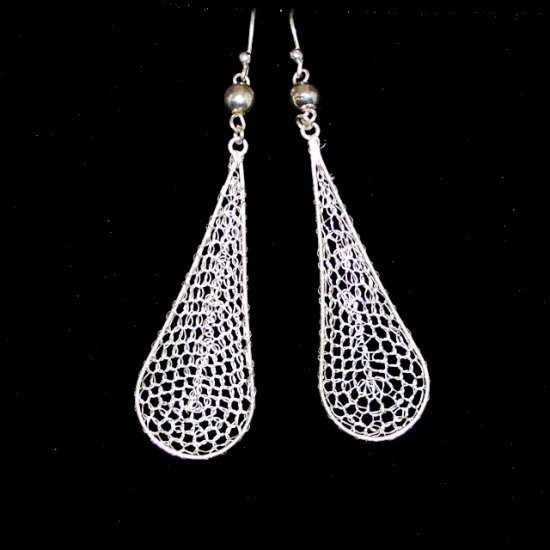 Sterling Silver Filigree Dangling Crocheted Earrings
