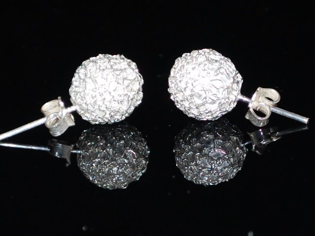 Sterling Silver Round Stud Filigree Earrings