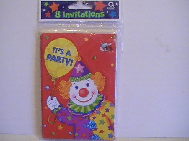 Cute Clown Birthday Party Invitation Cards & Loot Bags